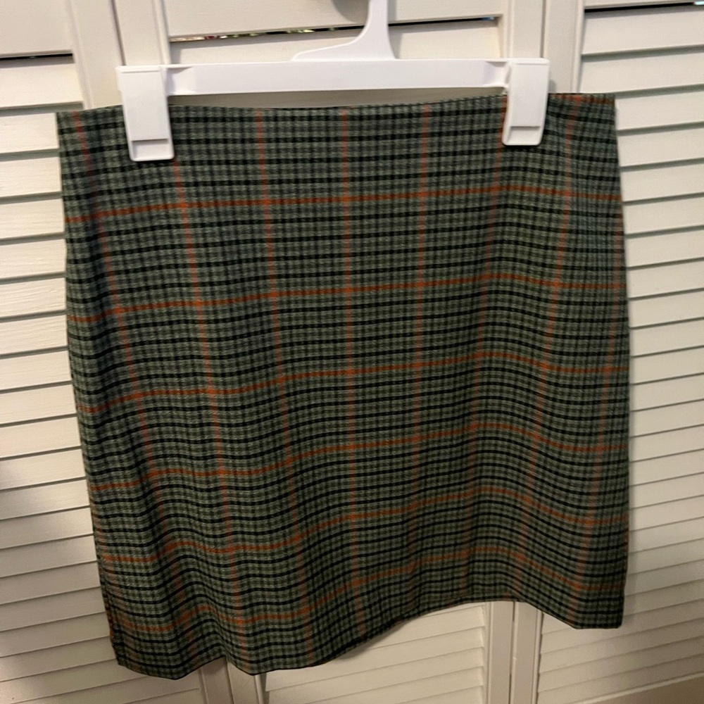 Rachel Zoe Green & Red Plaid Skirt